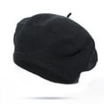 thumbnail image 1 of Elvqul Winter Hat for Women Beret Black Solid Thick Casual Cap Fleece Ladies Hat, 1 of 2