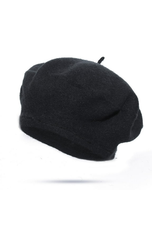 Winter Hat for Women Beret Black Solid Thick Casual Cap Fleece Ladies Hat