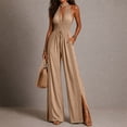 thumbnail image 1 of Elvqul Women's Elegant Chic Boho Rayon Sleeveless Jumpsuit, with Pockets, High Waisted, Wide Leg Full Length for Party, Vacation, Spring & Summer, 1 of 6