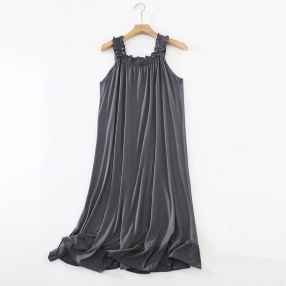 Elvqul Modal Loose Fit Nightgown Sleepwear for Women, Elegant Scoop Neck Women Chemise Sleep Dress Nightwear Loungewear Dress