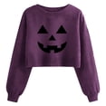 thumbnail image 1 of Elvqul Women's Loose Fit Long Sleeve Sweatshirt Crew Neck Jack-O-Lantern Pumpkin Relaxed Athletic Sporty Active, 1 of 6