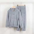 thumbnail image 1 of Elvqul Loose Fit Printed Design Long Sleeve Crew Neck Flannel Fleece Long Pants Side Pockets Pajama with Embroidered Detail, 1 of 8
