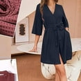 thumbnail image 1 of Elvqul Women's Robes Women's Waffle Robes Sale Navy Spa Short Sleepwear Robe, 1 of 9