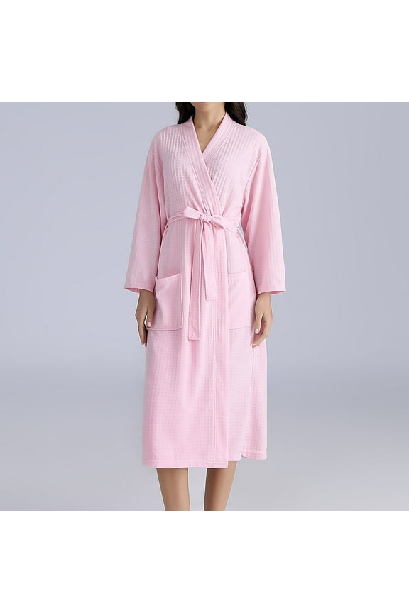 Elvqul Women's Robes for Sleeping Robe for Women Long Warm Winter Pink Pockets Couple Robe