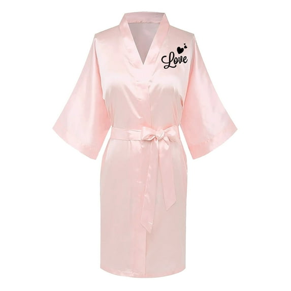Elvqul Women's Satin Robes Silk Night Robe for Women Spa Long Pink Sleepwear Robe