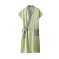 thumbnail image 1 of Elvqul Womens 100%Cotton Robes Mint Green Bathrobe Casual Solid Color V-Neck Wearable Lightweight Bath Robes for Womens, 1 of 2