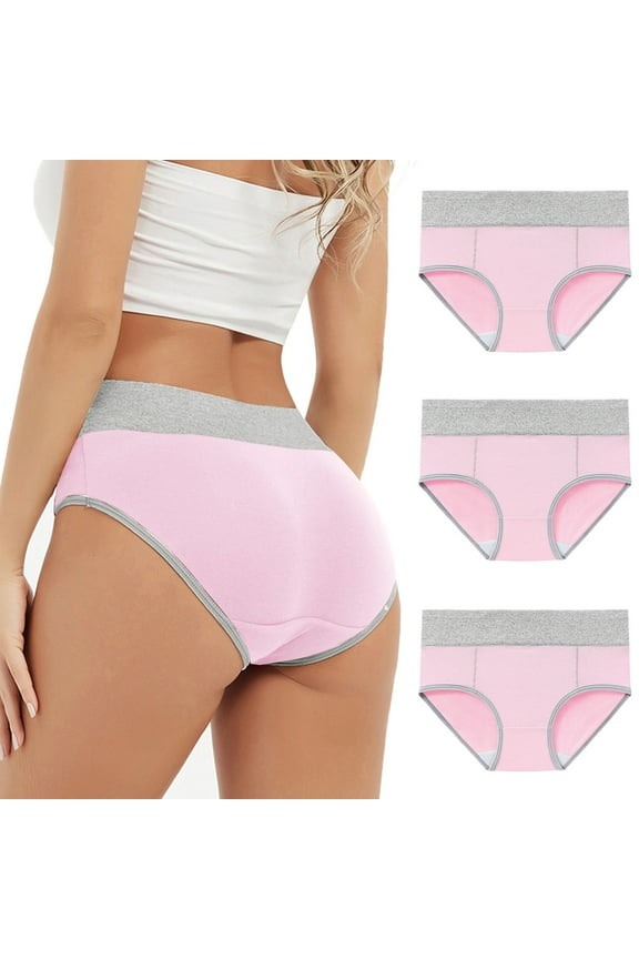 Womens 3 Pack Panties Plus Size Packs Briefs High Cut Leisure Mix Color Underwear for Women Breathable