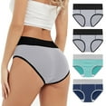 thumbnail image 1 of Hipattires Womens 4 Pack Panties High Cut Packs Briefs Plus Size Loose Casual Mix Color Underwear for Women Breathable, 1 of 9