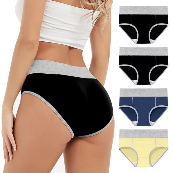 Hipattires Womens 4 Pack Panties Plus Size Briefs Packs Mix Color Comfort Loose Underwear for Women Breathable