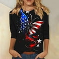 thumbnail image 1 of Elvqul Womens American Flag Tops Independence Patriotic Shirts Pullover Elastic Round Neck 4th of July T Shirts for Women Star, 1 of 5