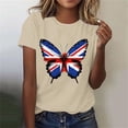 thumbnail image 1 of Elvqul Womens American Flag Tops Plus Size Fourth of July T Shirts Patriotic Independence Elastic Pullover Star Beige Blouses for Women Short Sleeve, 1 of 4