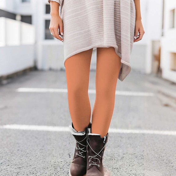 Elvqul Womens Ankle Pants Mid Trousers Pull on Gold Tummy Control Winter Straight Leg Leggings for Women Plain