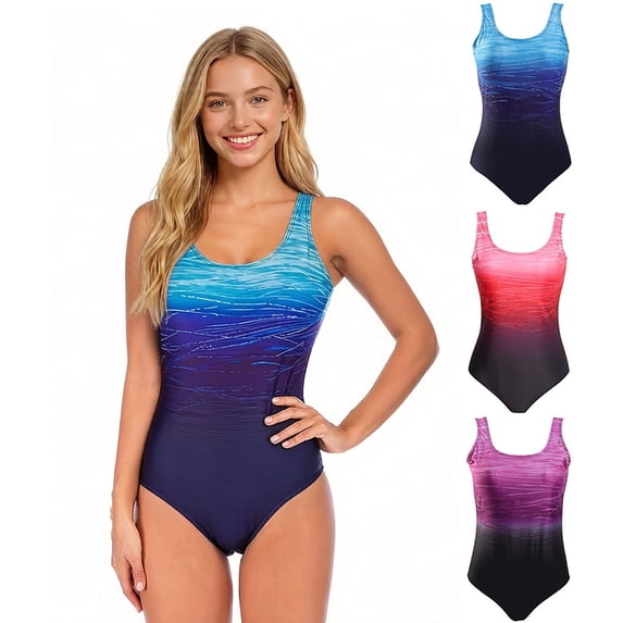 Elvqul Womens Backless Bathing Suits Swimsuits Summer One Piece Gradient Monokini for Juniors