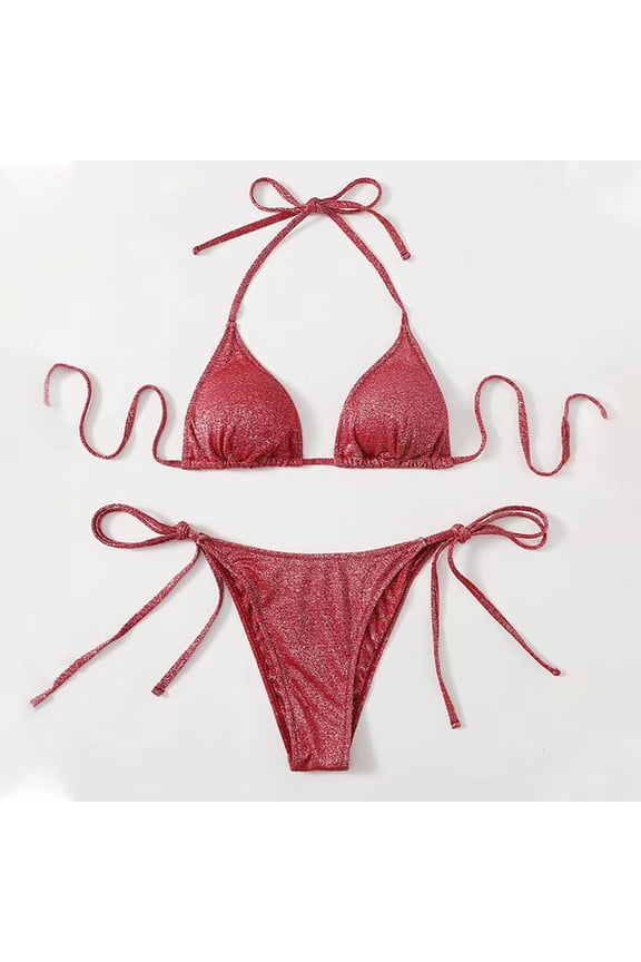 Womens Backless Swimsuits Summer Bathing Suits Two Piece Sexy Solid Bikini Sets for Juniors