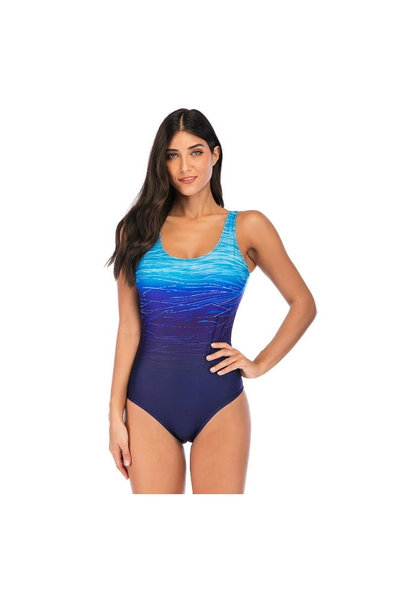 Womens Bathing Suits 1 Piece Summer Swimsuits Backless Gradient Monokini for Women