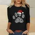 thumbnail image 1 of Elvqul Womens Blouses 3/4 Sleeve T Shirts Pullover Party Christmas Black Print Tops for Juniors Crewneck, 1 of 6
