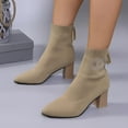 thumbnail image 1 of Elvqul Womens Boots,Footwear for Women,Elastic Ankle Sock Shoes Khaki High Heels,Size 7, 1 of 9
