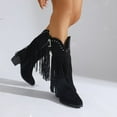 thumbnail image 1 of Elvqul Womens Boots,Juniors Footwear,Cowboy Mid Heel Mid-Calf Fall Winter Black,Size 9.5, 1 of 9
