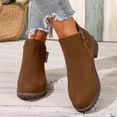 thumbnail image 1 of Elvqul Womens Boots,Womens Footwear,Low Heel Short Ankle Zip up Brown,Size 7.5, 1 of 7