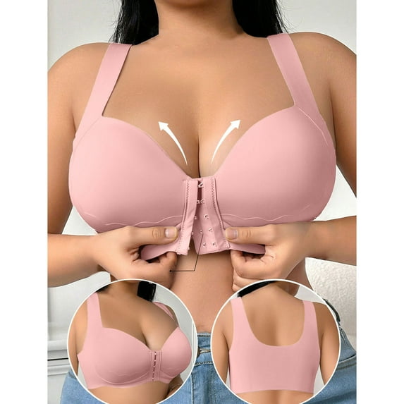 Elvqul Womens Bras Bra Front Closure Breathable Full Coverage Wireless Bras for Ladies Plus Size