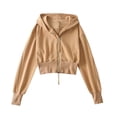 thumbnail image 1 of Vetsdori Womens Cardigans Sweatshirts Zip Holiday Zipper Cotton Hooded Khaki Cropped Soft Hoodie for Women, 1 of 6