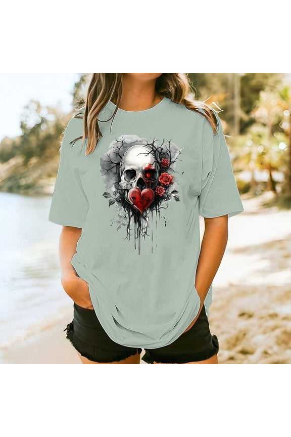 Womens Casual Blouses Plus Size Tops Short Sleeve Graphic Trendy T Shirts for Juniors Green