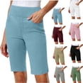 thumbnail image 1 of Elvqul Womens Casual Dreesy Shorts Pockets Shorts Elastic Waist Quick Dry Summer Mid Rise Solid Loune Bermuda Shorts for Juniors Pull On, 1 of 8