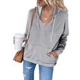thumbnail image 1 of Elvqul Womens Casual Hoodies Crop Shirts Pullover Long Sleeve Hooded Hoodies for Women Solid Color, 1 of 8