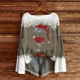 thumbnail image 1 of Elvqul Womens Christmas Blouses Shirts Print Knit Long Sleeve Merry Christmas Pullover Khaki Tops for Women, 1 of 4