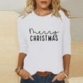 thumbnail image 1 of Elvqul Womens Cute Tops Plus Size Shirts White Christmas Tree Crew Neck Print Christmas Tops for Women 3/4 Sleeve, 1 of 5