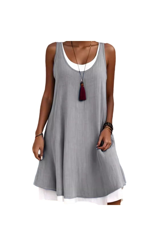 Womens Dresses Formal V Neck Pullover Sleeveless Solid Womens Summer Maxi Dresses Gray