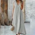 thumbnail image 1 of Elvqul Womens Dresses Gray Summer Sleeveless Mini Dresses Loose V Neck Tunic Solid Tank Dresses for Women Pullover, 1 of 6