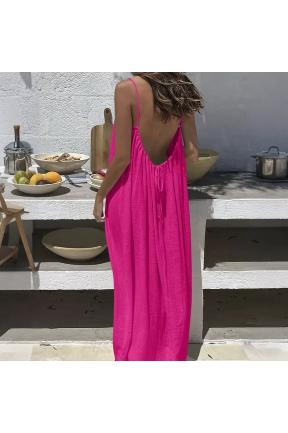 Womens Dresses Pullover Sleeveless Dresses Long Summer Cami Dresses for Women Round Neck