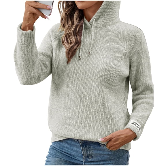 Elvqul Womens Fashionable Sweatshirts Crew Neck Long Sleeve Sweatshirts Hooded Solid Loose Spring Tops for Couple Dressy