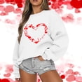 thumbnail image 1 of Elvqul Womens Graphic Sweatshirts White Fall Valentine's Day Tops Crewneck Long Sleeve Tees Juniors Sweatshirts, 1 of 5