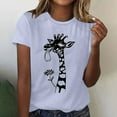 thumbnail image 1 of Elvqul Womens Gray Tops Pullover Blouses Crew Neck Short Sleeve Going Out Plus Size Giraffe Print Shirts for Juniors Spring Summer, 1 of 6
