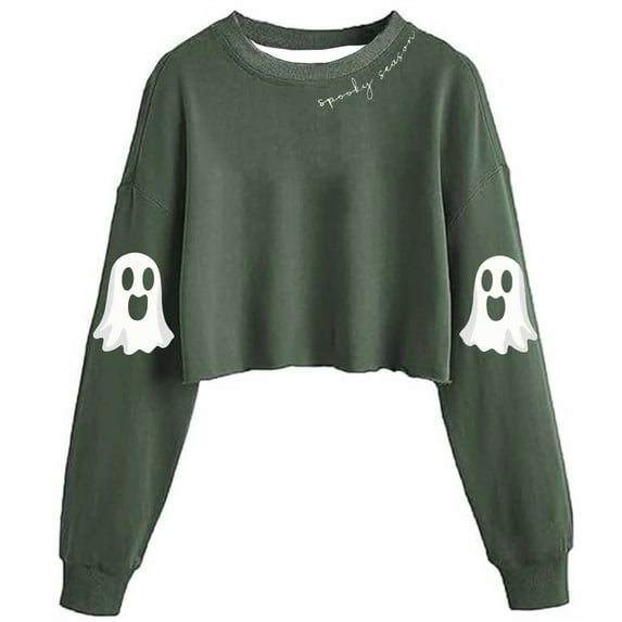 Elvqul Womens Halloween Sweatshirts Crewneck Pullover Winter Halloween Long Sleeve Sweatshirts for Women