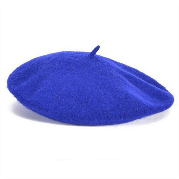 Elvqul Womens Hat Blue Solid Beret Fashion Cap Thick Ladies Hat