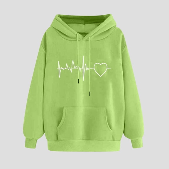 Elvqul Womens Hooded Sweatshirts Printed Hoodies Pullover Soft Plus Size Long Sleeve Tops for Ladies
