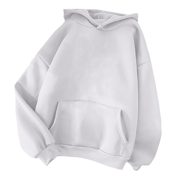 Elvqul Womens Hoodies Oversized Plain Casual White Comfortable Sweatshirts for Women Pullover Fleece Sweater Tops