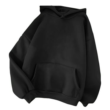 Elvqul Womens Hoodies Plain Oversized Lightweight Sweatshirts for Women Pullover Black Casual Sweater Tops