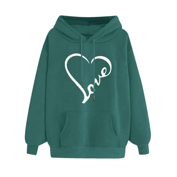 Elvqul Womens Hoodies Under $5 Pullover Graphic Sweatshirts for Women Green Fleece Hooded Tops