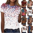 thumbnail image 1 of Elvqul Womens Independence Day T Shirts 4th of July American Flag Tops Plus Size Eagle V-Neck Patriotic Shirts for Juniors 3/4 Sleeve, 1 of 6