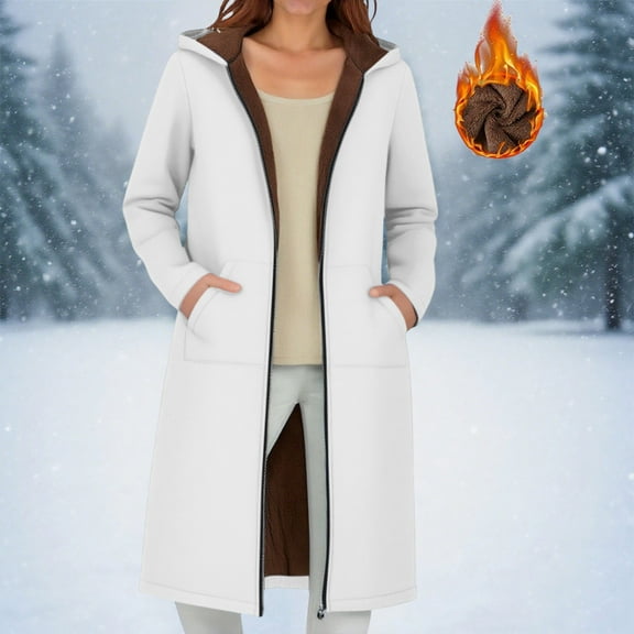 Elvqul Womens Jacket Thick Outerwear Hooded Sweaters Sherpa Warm Coat for Women