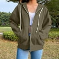 thumbnail image 1 of Hipattires Womens Jackets Fall Jackets Zip Up Outerwear Slanted Pockets Casual Hoodies Drawstring Sweatshirts for Women Trendy, 1 of 7