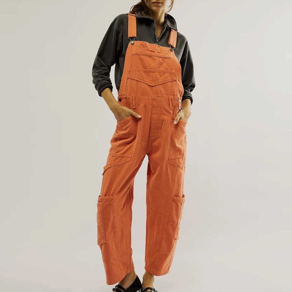 Elvqul Womens Jeans Plus Size High Rise Denim Button Pockets Cowboy Zipper Orange Plus Size Pants for Women