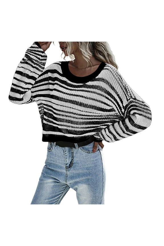 Womens Knitted Sweaters Tailored Trendy Pullover Cropped Winter Sweaters Black Tops Thick Warm Long Sleeve Blouse for Women