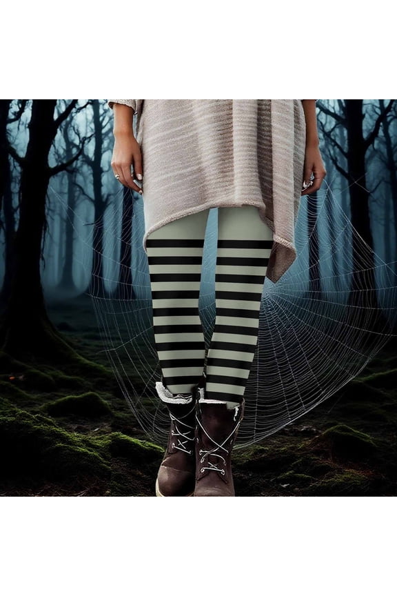 Womens Leggings Silver Athletic Pants High Waist Winter Plus Size Stretch Leggings Pants for Women Striped