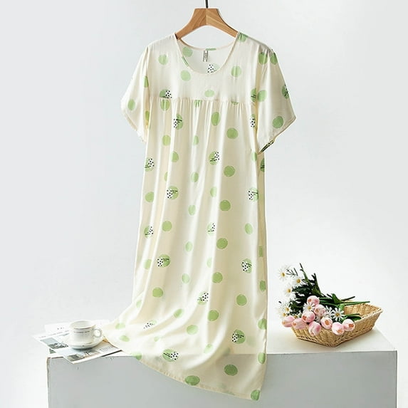 Elvqul Womens Long Nightgowns Under $10.00 Womens Cotton Sleepwear Short Sleeve Pink Nightgowns