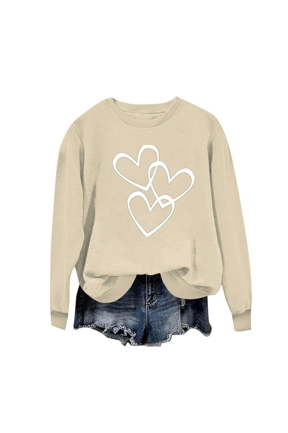 Womens Loose Fit Sweatshirts Under $10.00 Long Sleeve Graphic Tops Crew Neck Fleece Sweater Casual Work Pullover Sweatshirts